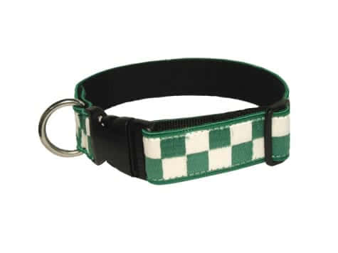 Boston Leather 1 1/2 Decorative Embroidered Collar – Green/White -